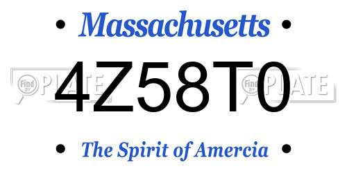 4Z58T0 Massachusetts License Plate