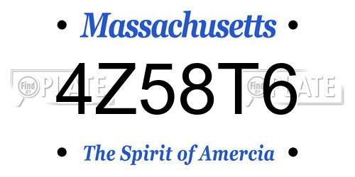 4Z58T6 Massachusetts License Plate