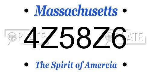 4Z58Z6 Massachusetts License Plate