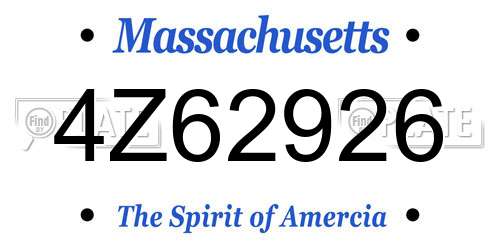 4Z62926 Massachusetts License Plate