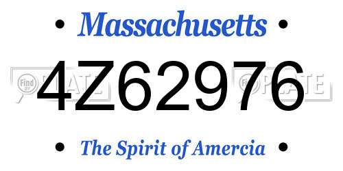 4Z62976 Massachusetts License Plate