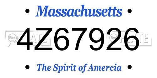 4Z67926 Massachusetts License Plate
