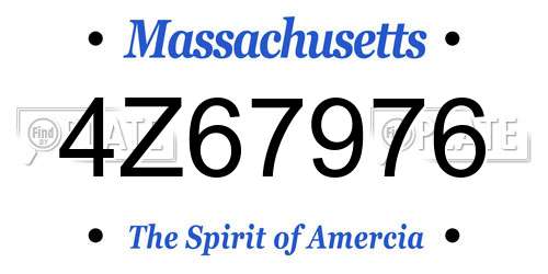 4Z67976 Massachusetts License Plate