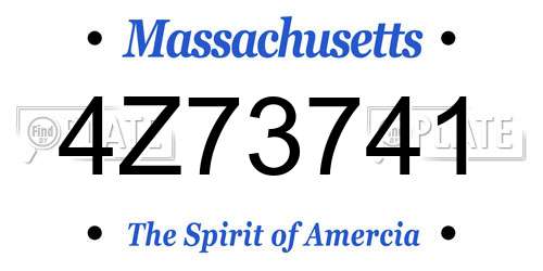 4Z73741 Massachusetts License Plate