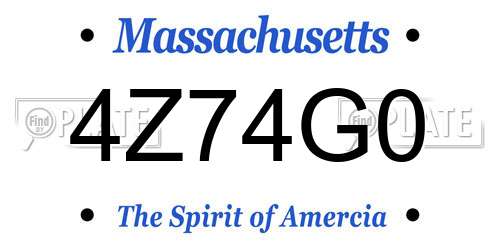 4Z74G0 Massachusetts License Plate