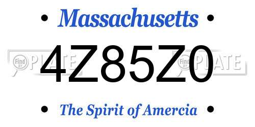 4Z85Z0 Massachusetts License Plate