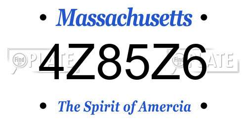 4Z85Z6 Massachusetts License Plate