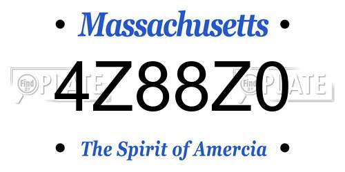 4Z88Z0 Massachusetts License Plate