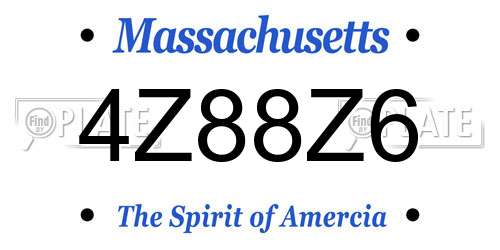 4Z88Z6 Massachusetts License Plate