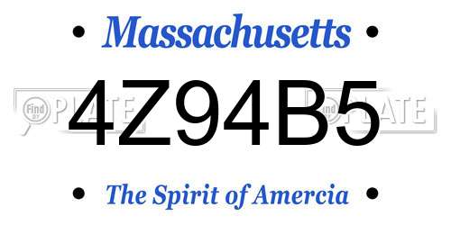 4Z94B5 Massachusetts License Plate