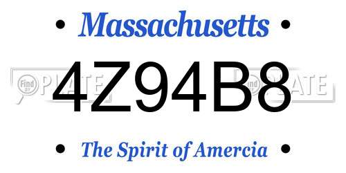 4Z94B8 Massachusetts License Plate