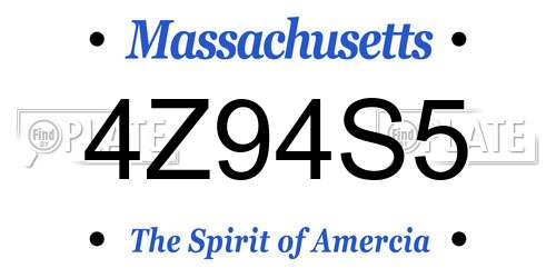 4Z94S5 Massachusetts License Plate