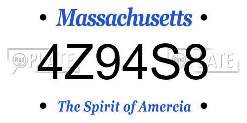 4Z94S8 Massachusetts License Plate