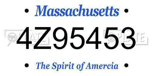 4Z95453 Massachusetts License Plate
