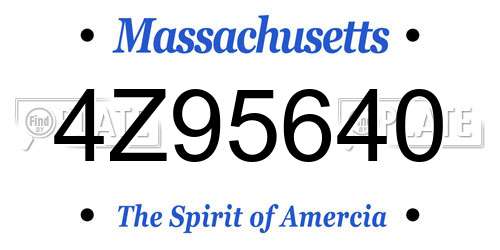 4Z95640 Massachusetts License Plate