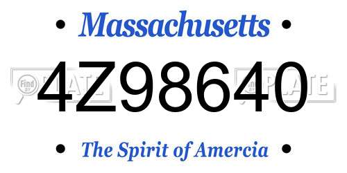 4Z98640 Massachusetts License Plate