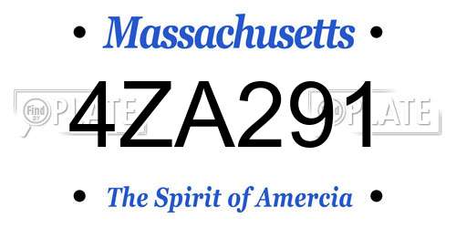4ZA291 Massachusetts License Plate
