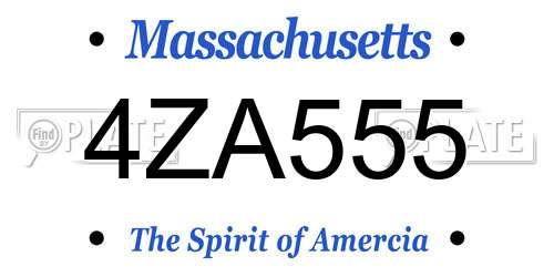 4ZA555 Massachusetts License Plate