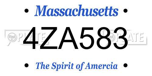 4ZA583 Massachusetts License Plate