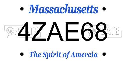4ZAE68 Massachusetts License Plate