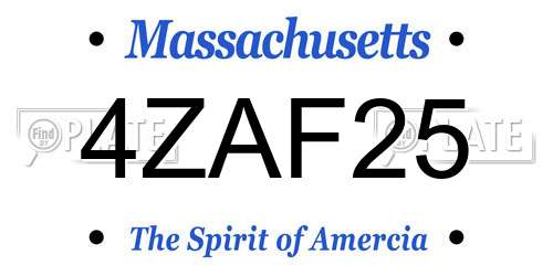 4ZAF25 Massachusetts License Plate