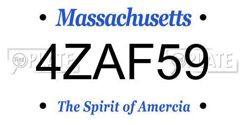 4ZAF59 Massachusetts License Plate