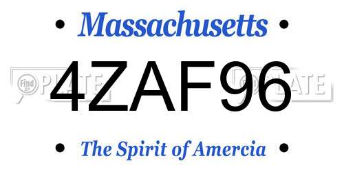 4ZAF96 Massachusetts License Plate