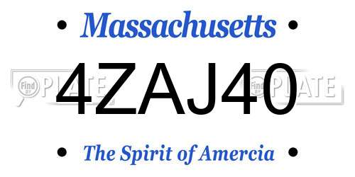 4ZAJ40 Massachusetts License Plate