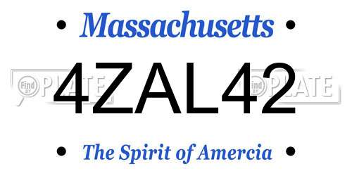 4ZAL42 Massachusetts License Plate