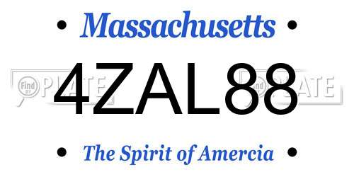 4ZAL88 Massachusetts License Plate