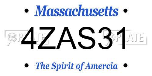4ZAS31 Massachusetts License Plate