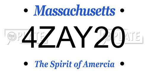 4ZAY20 Massachusetts License Plate