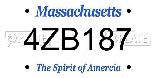 4ZB187 Massachusetts License Plate