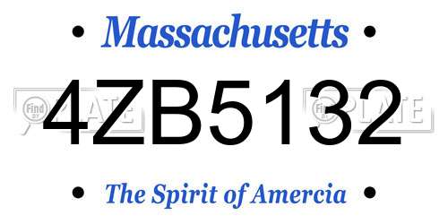 4ZB5132 Massachusetts License Plate