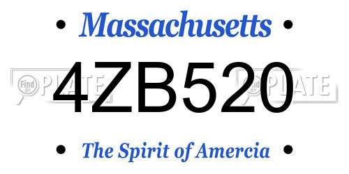4ZB520 Massachusetts License Plate