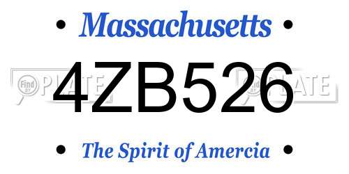 4ZB526 Massachusetts License Plate