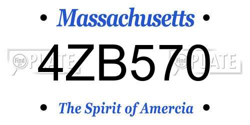 4ZB570 Massachusetts License Plate