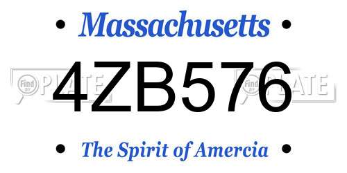 4ZB576 Massachusetts License Plate