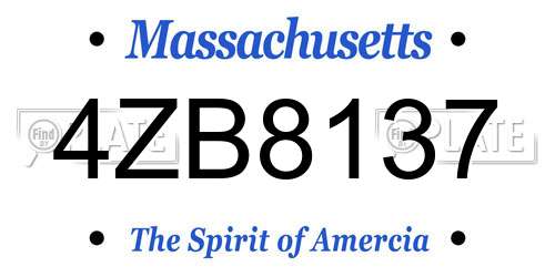 4ZB8137 Massachusetts License Plate