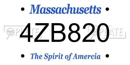 4ZB820 Massachusetts License Plate