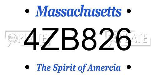 4ZB826 Massachusetts License Plate