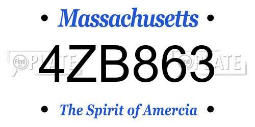 4ZB863 Massachusetts License Plate