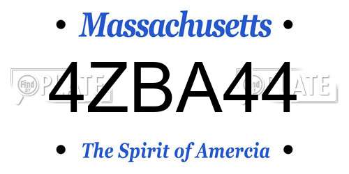 4ZBA44 Massachusetts License Plate