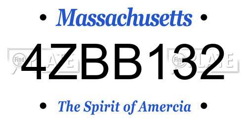 4ZBB132 Massachusetts License Plate