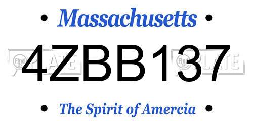 4ZBB137 Massachusetts License Plate