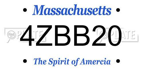 4ZBB20 Massachusetts License Plate