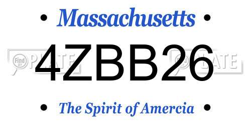 4ZBB26 Massachusetts License Plate