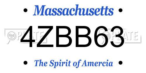 4ZBB63 Massachusetts License Plate