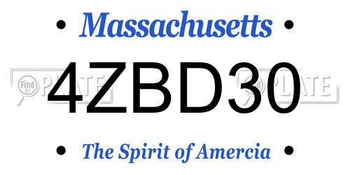4ZBD30 Massachusetts License Plate