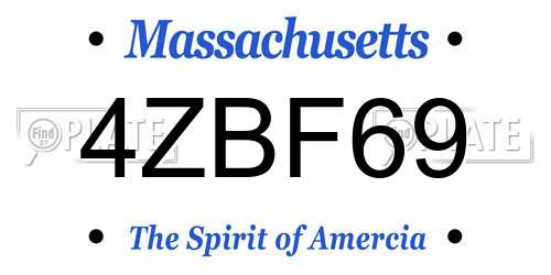 4ZBF69 Massachusetts License Plate